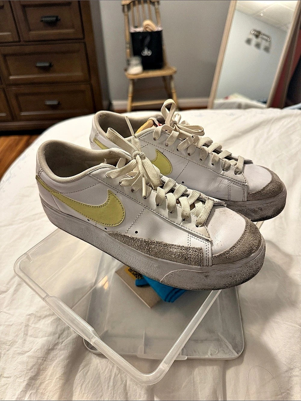Nike Blazer Low Platform White Lemon Wash Women's Sneakers in White & Yellow